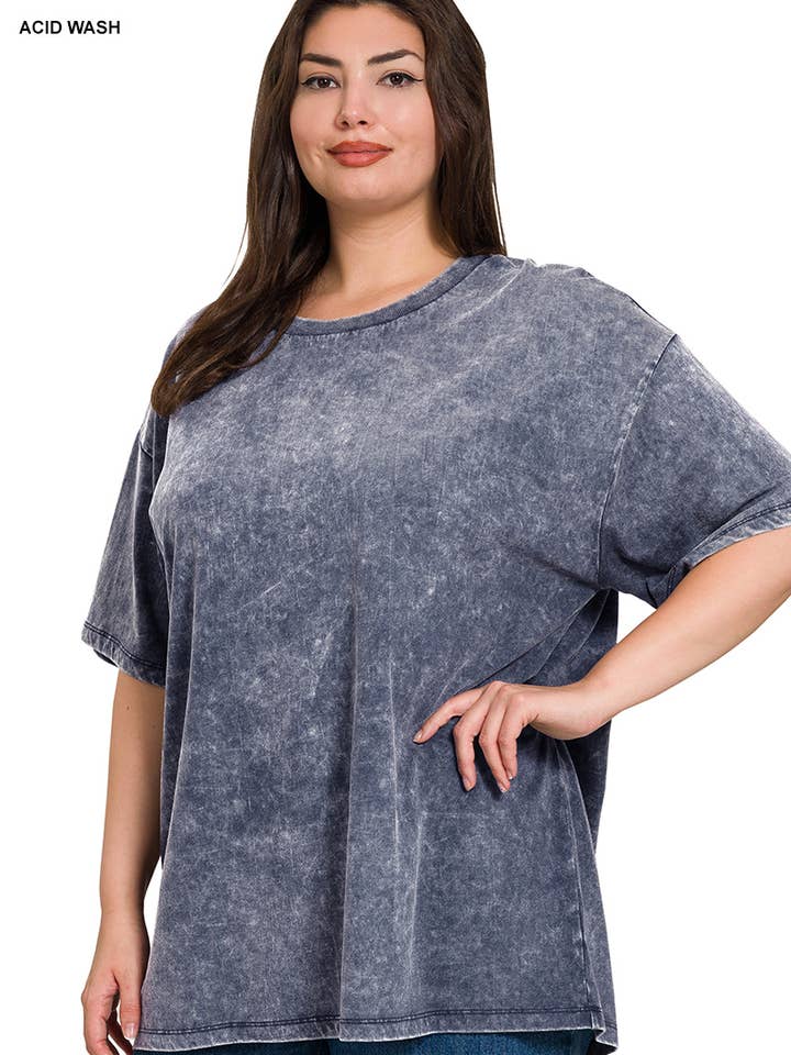 ', Plus Washed Short Sleeve Top for wholesale by 42POPS