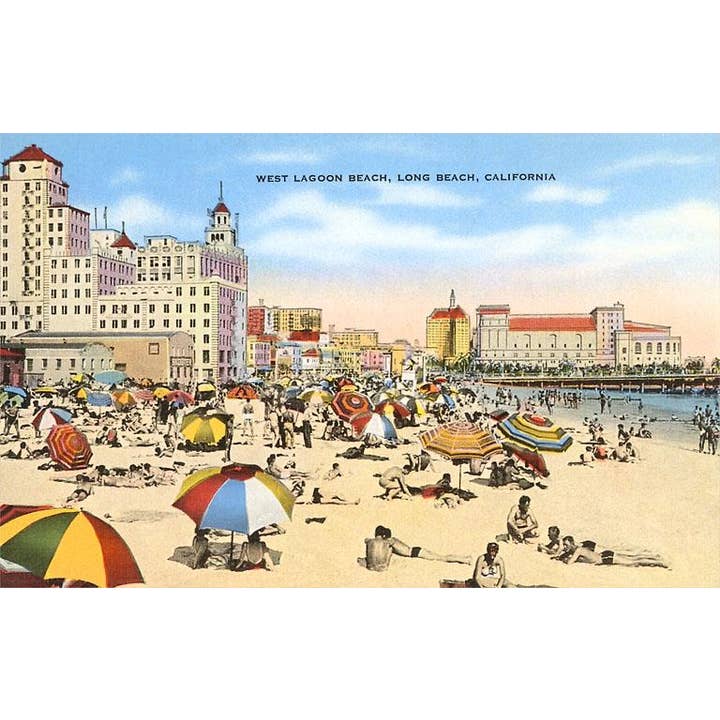 Found Image Press - Wholesale Stationery/Notecard Set - Greeting Card LB-14 West Lagoon Beach, Long Beach, Californi