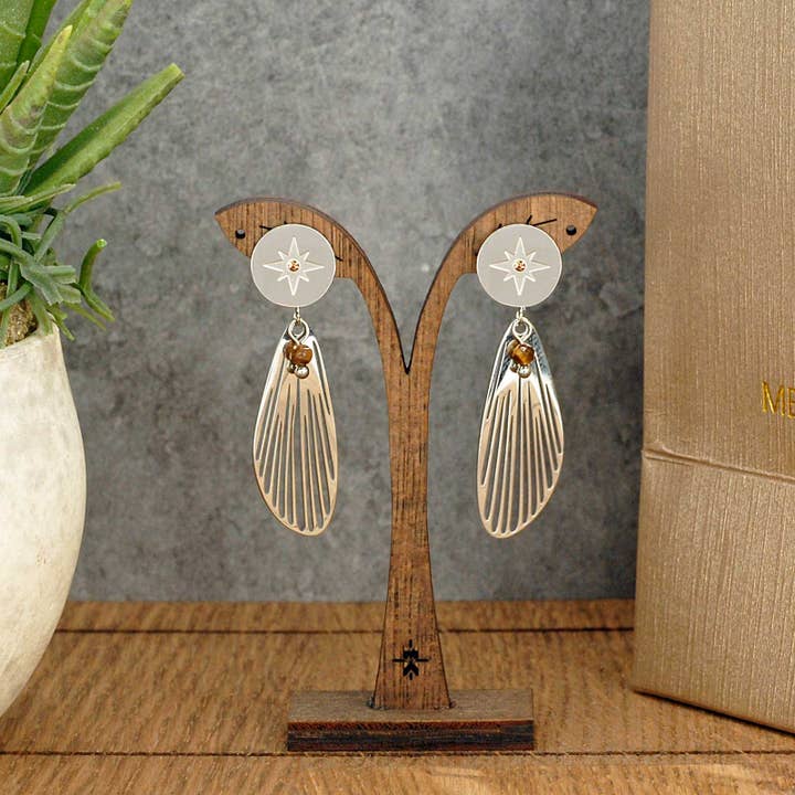 Merveilles du Monde - Wholesale Dangle Earrings - Stainless steel, Zircon, and Natural stones