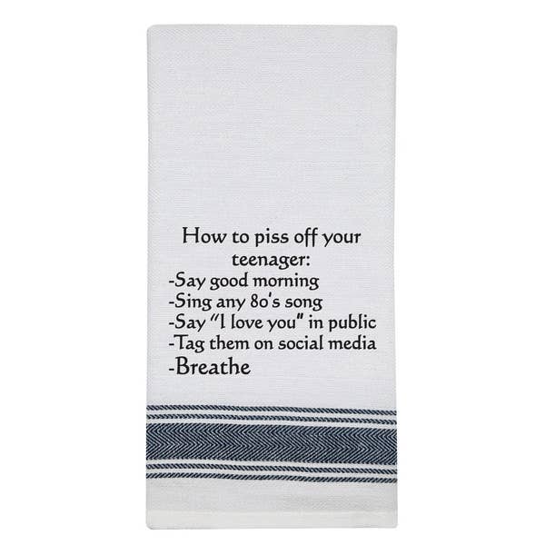 NEW BB-H-91 White Kitchen Towel "How to piss off..." for wholesale by Wild Hare Designs