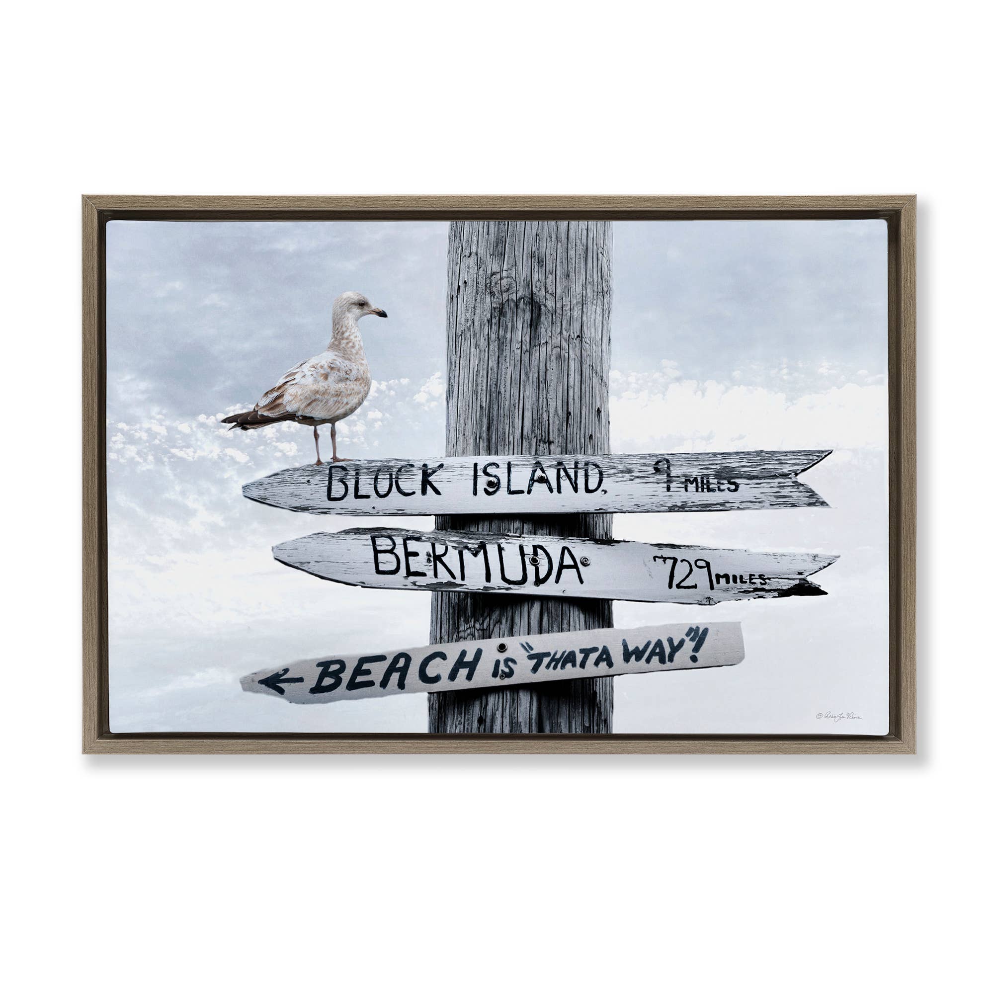 Stupell Industries – wholesale Väggskylt – Semesterstrandskyltar med mås - Inramad väggkonst23