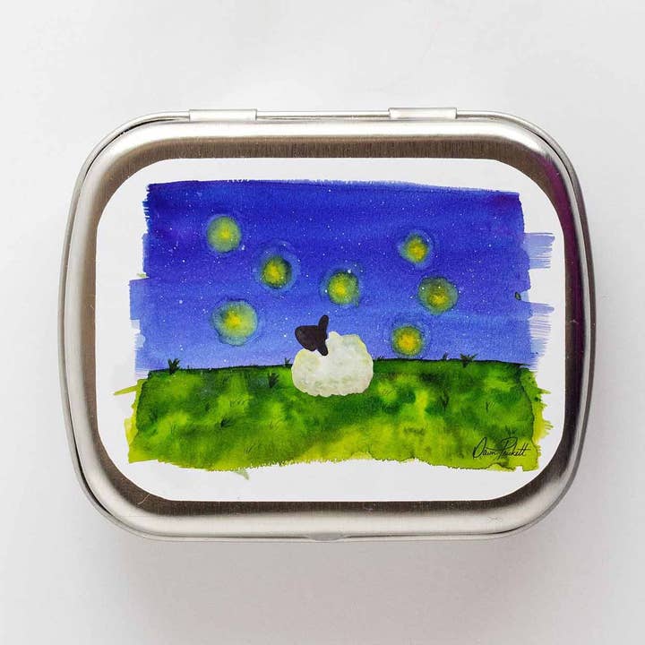 Firefly Dreams Stitch Marker Storage Tin for wholesale by Twice Sheared Sheep