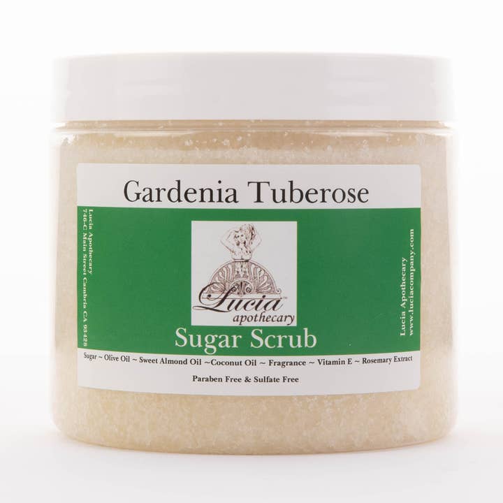 Gardenia Tuberose Sugar Scrub for wholesale by Lucia Apothecary, LLC