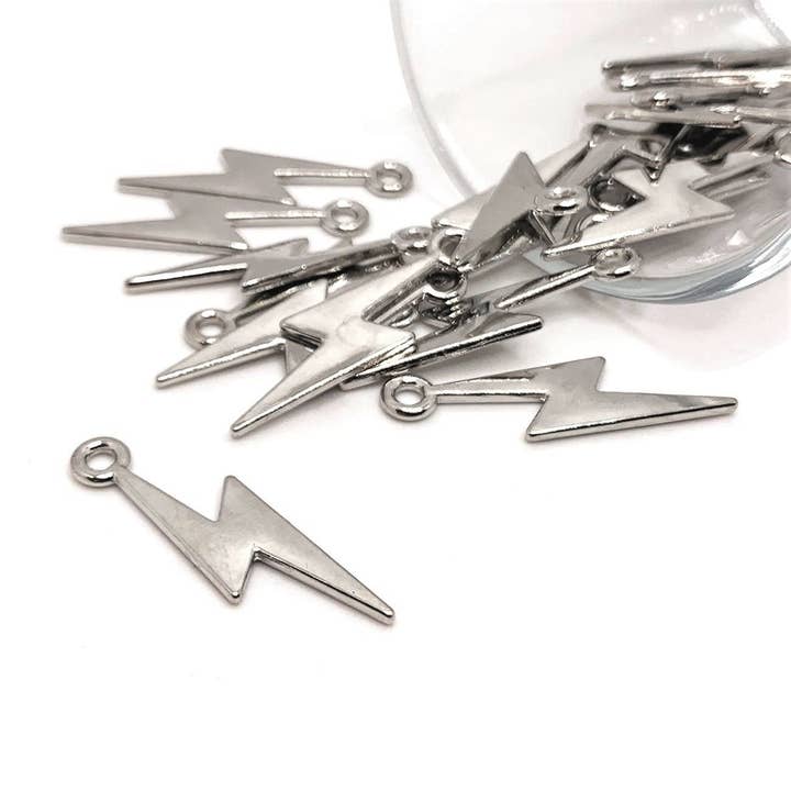 Guerrilla Charm - Wholesale Individual Charm/Pendant - 50 Pcs Lightning Bolt Wizard Charms