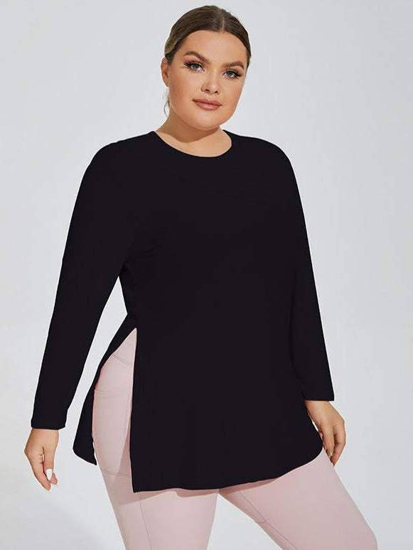 Crave by FW - Wholesale T-shirt – women's - Plus Size Yoga Long Sleeve Hooded T-Shirt4