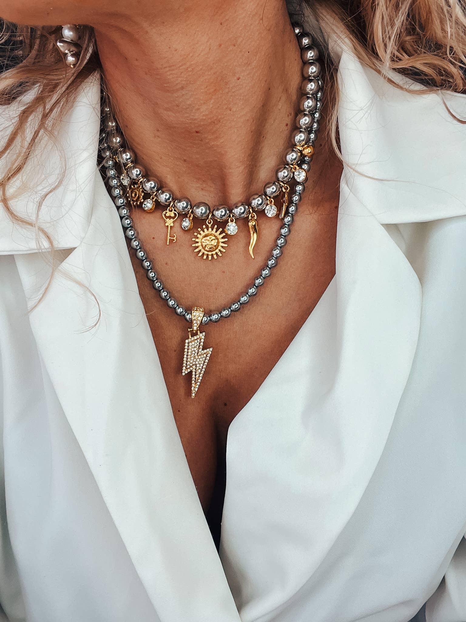 Goupi - Wholesale Pendant/Charm Necklace - Silver and gold details charm necklaces 1