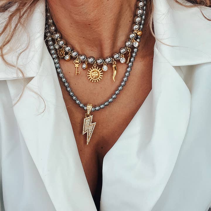 Goupi - Wholesale Pendant/charm necklace - Silver and gold details charm necklaces 1