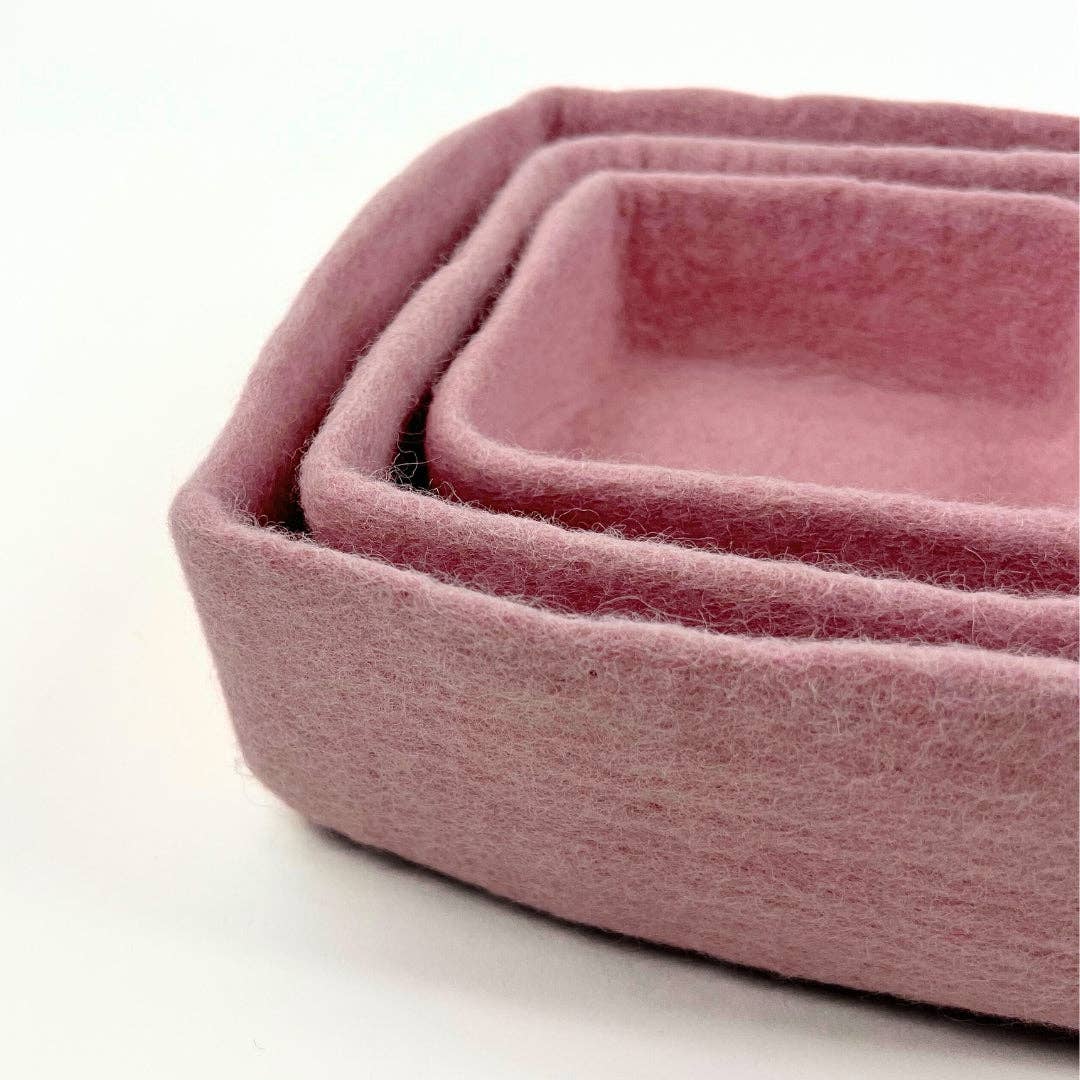 Humble Hilo - Venta al por mayor Bandejas/platos/boles decorativos - Humble Hilo Cuencos de Fieltro Hechos a Mano, Juego de 3 Cuadrados12