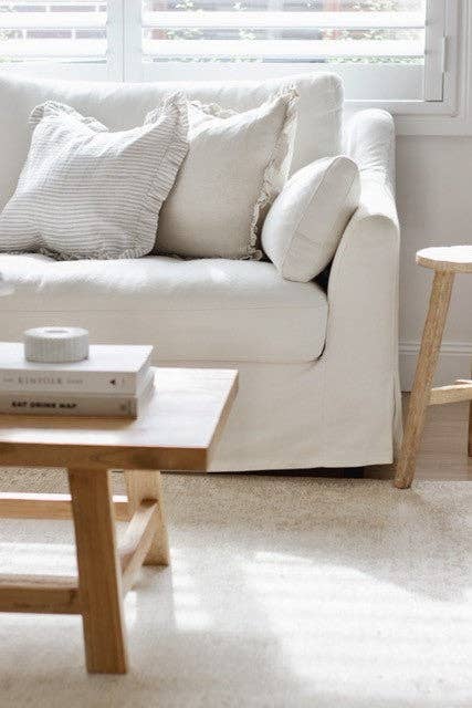 Mama and Tochter - Venta al por mayor Funda de cojín - Cojín de lino con volantes - Rayas grises5