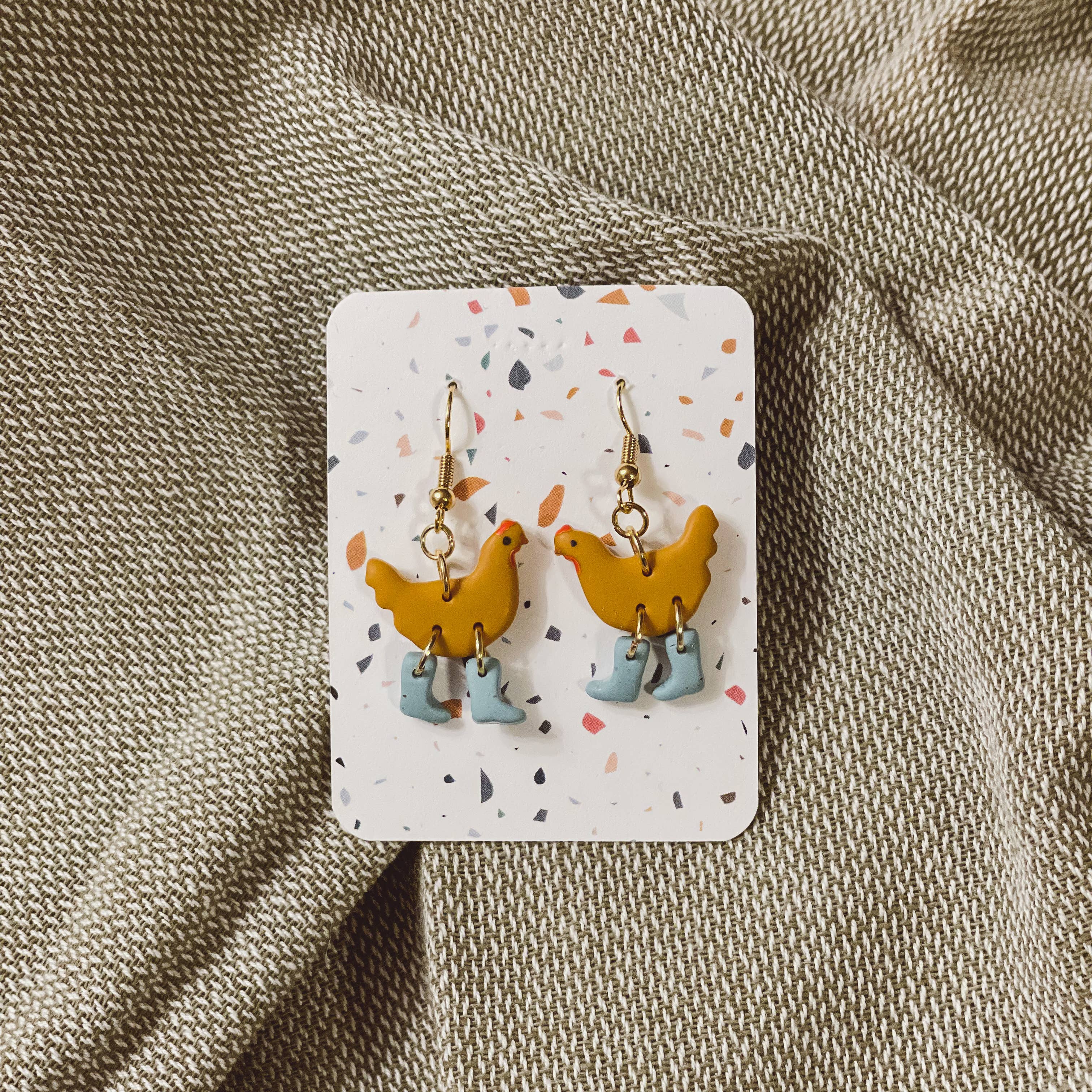 Sydni Carlson Art - Wholesale Dangle Earrings - Assorted Pack: Chickens with Boots Earrings16