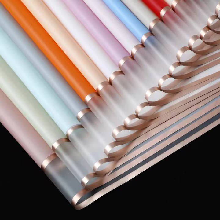 Golden Frosted Edge Flower Wrapping Paper (20pcs/bag) for wholesale by Elegant Design Supply