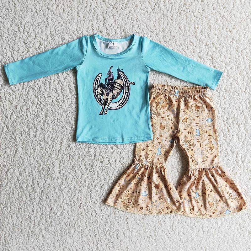 Aier Wholesale - Wholesale Top & Pant Set - Kids - Horse Western outfits clothing sets0