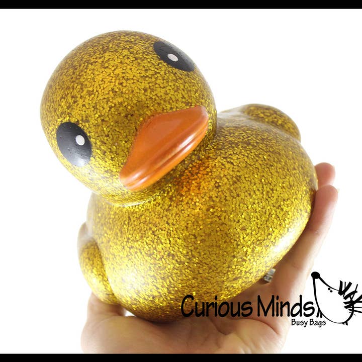 Curious Minds Toys - Wholesale Bath Toy - Baby - 1 Jumbo Glitter Rubber Ducks - Rubber Ducky Duckies - Cute N