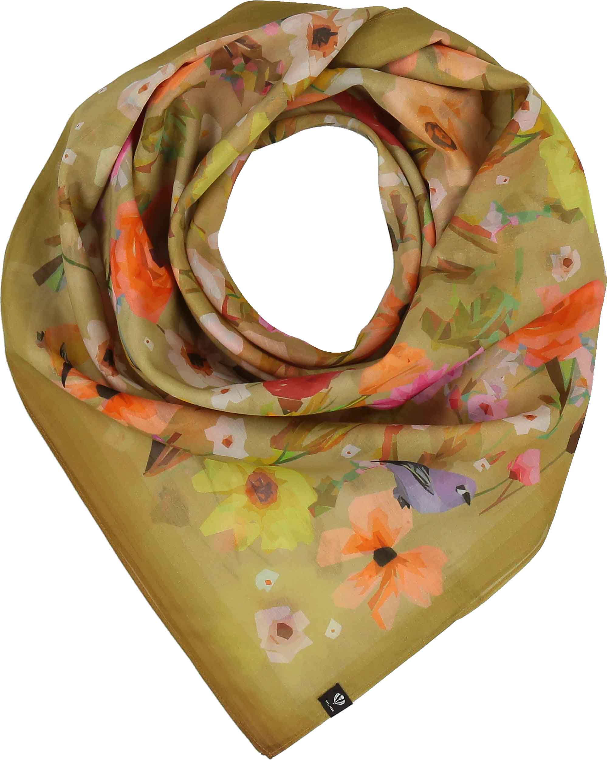 FRAAS - The Scarf Company - Wholesale Scarf - Women's - Floral Birds Cotton Silk Square4