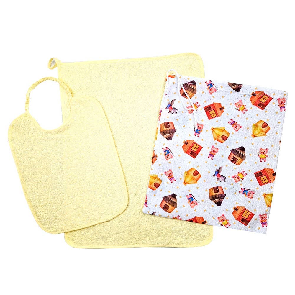 Almatex srl - Wholesale Clothing Set - Baby - Sebastian 3-piece set: bib with elastic band+towel+bag5