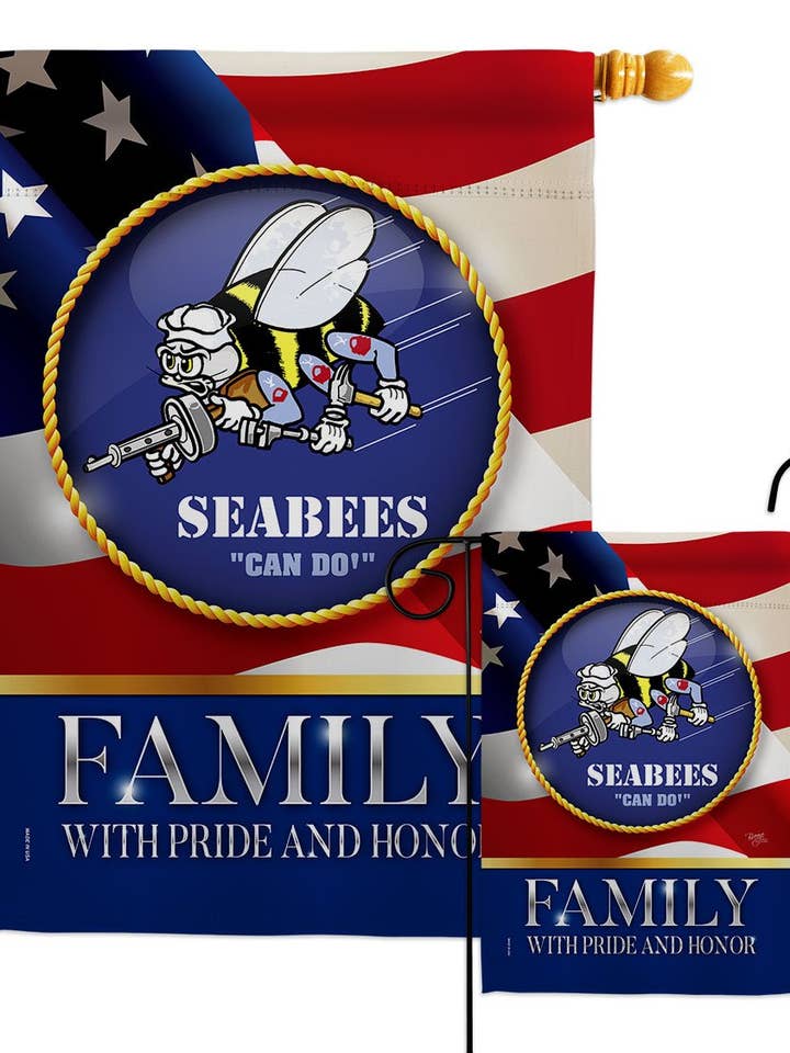Bandiera Us Seabees Family Honor Navy Usa Armed Forces Day per la vendita all'ingrosso da parte di Two Group Flag Co