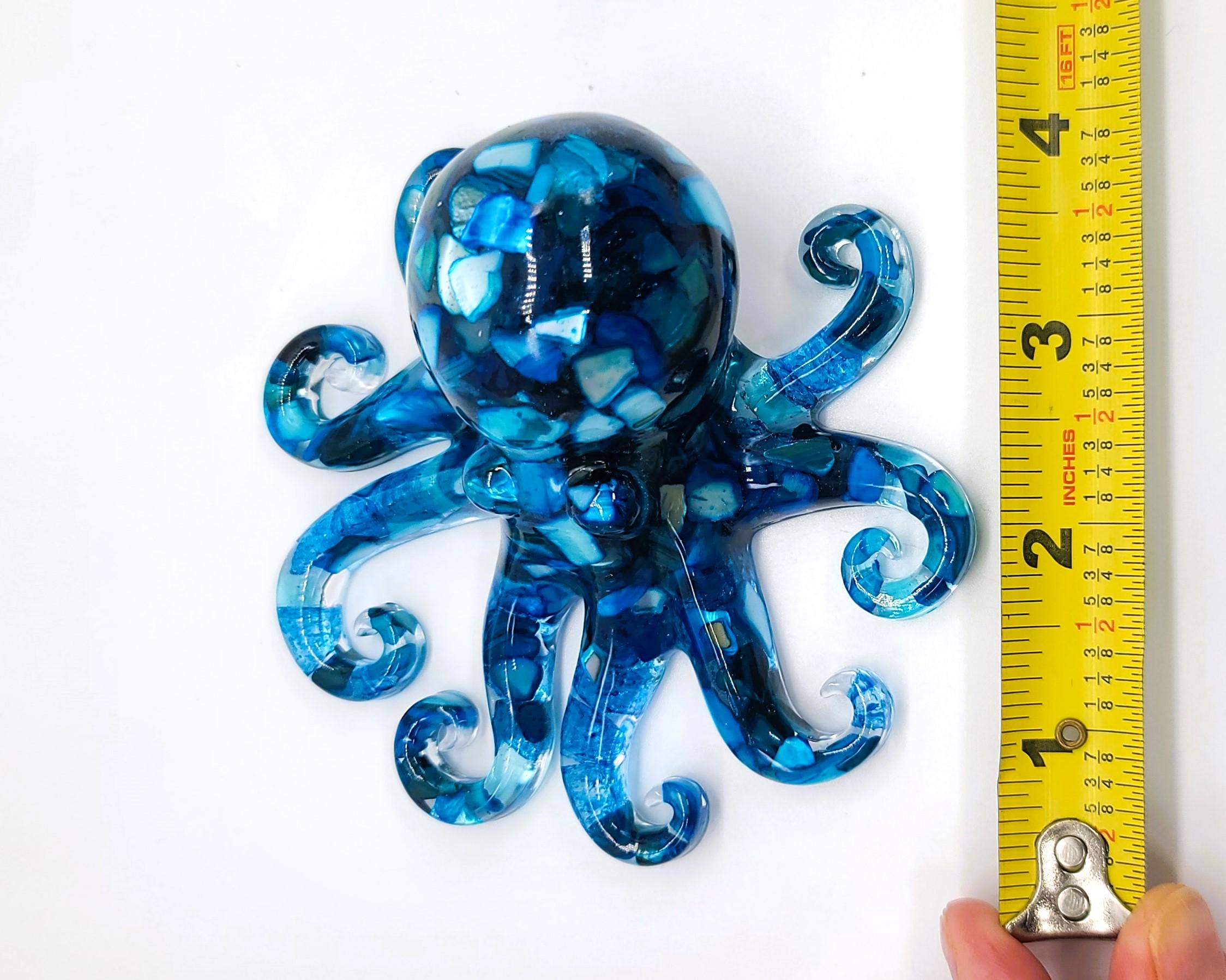 Slightly Askew Art - Wholesale Decorative Tabletop Object - Eco-Friendly Epoxy Resin Octopus with Crushed Sea Shells2