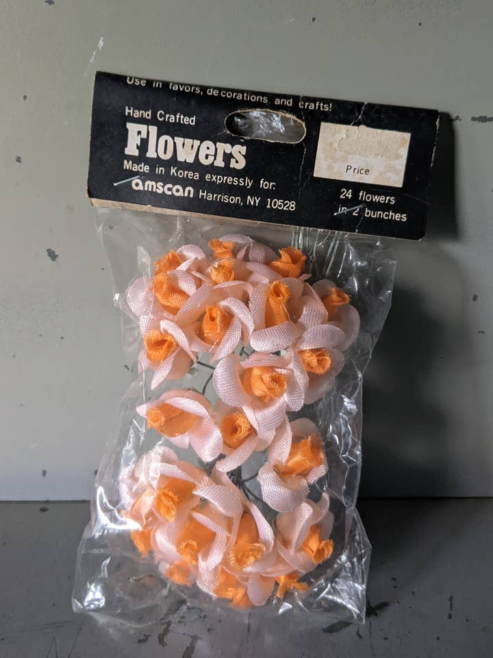 Peach wired artificial flowers for wholesale by vintagegoodies