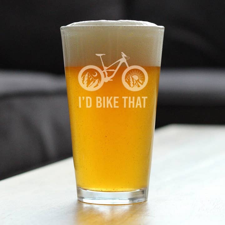 I'd Bike That Pint Glass for Beer - Mountain Biking Gifts for wholesale by bevvee