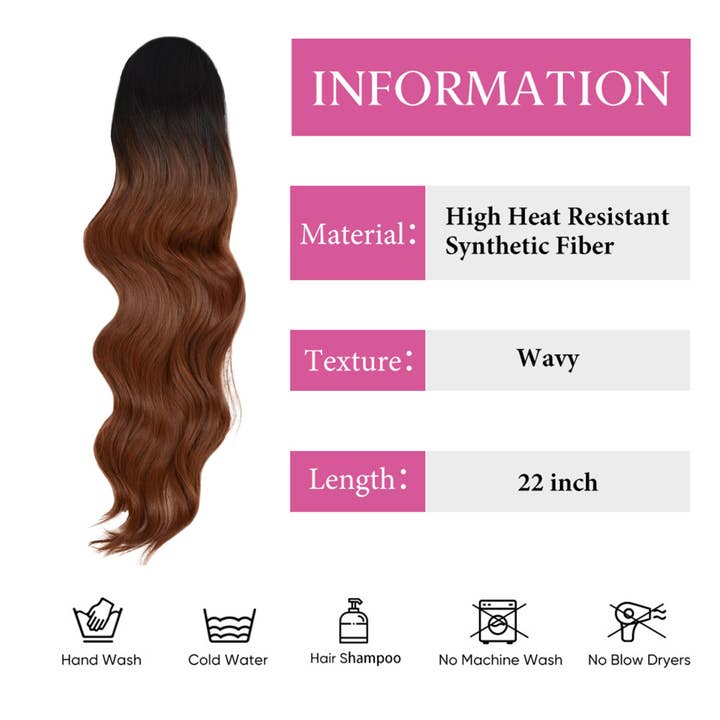 AK Brand - Wholesale Hair Extensions - Long Drawstring Ponytail Hair Extension 22 Inch Synthetic4