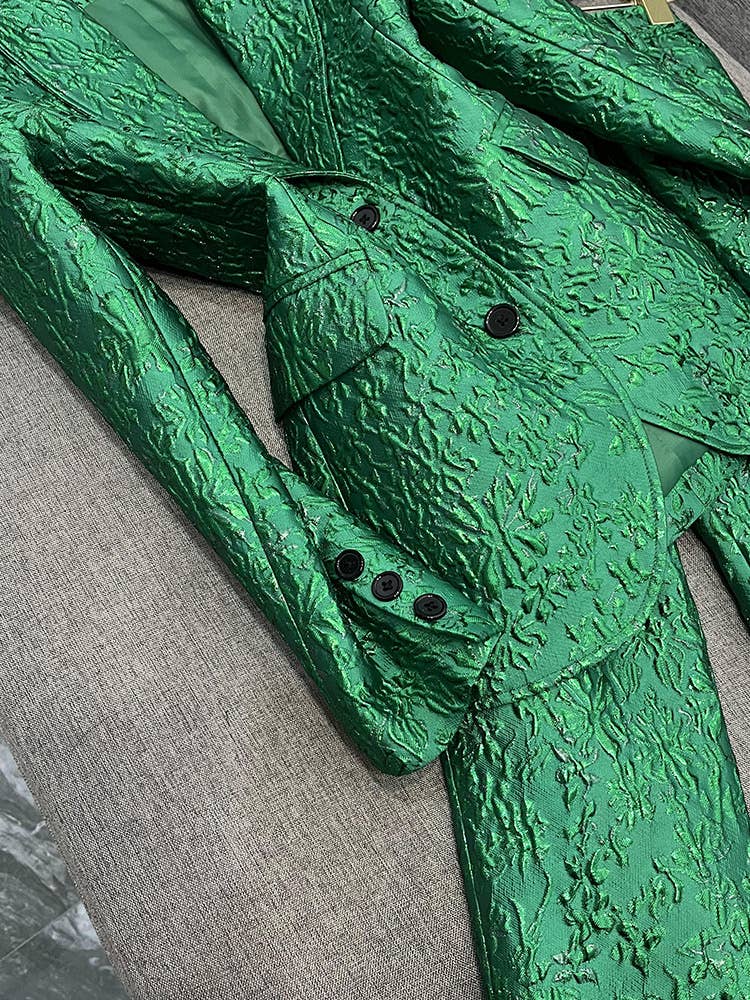 Verde Completo elegante verde con giacca ricamata 3D e pantaloni in vendita all'ingrosso su Faire6