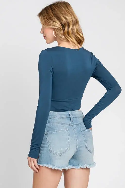 Final Touch - Venta al por mayor Jersey corto de punto - Mujer - Top Corto de Doble Capa con Escote en V - T3016215