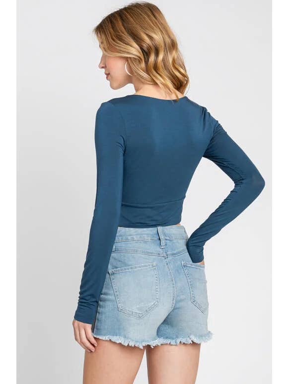 Final Touch - Venta al por mayor Jersey corto de punto - Mujer - Top Corto de Doble Capa con Escote en V - T3016215