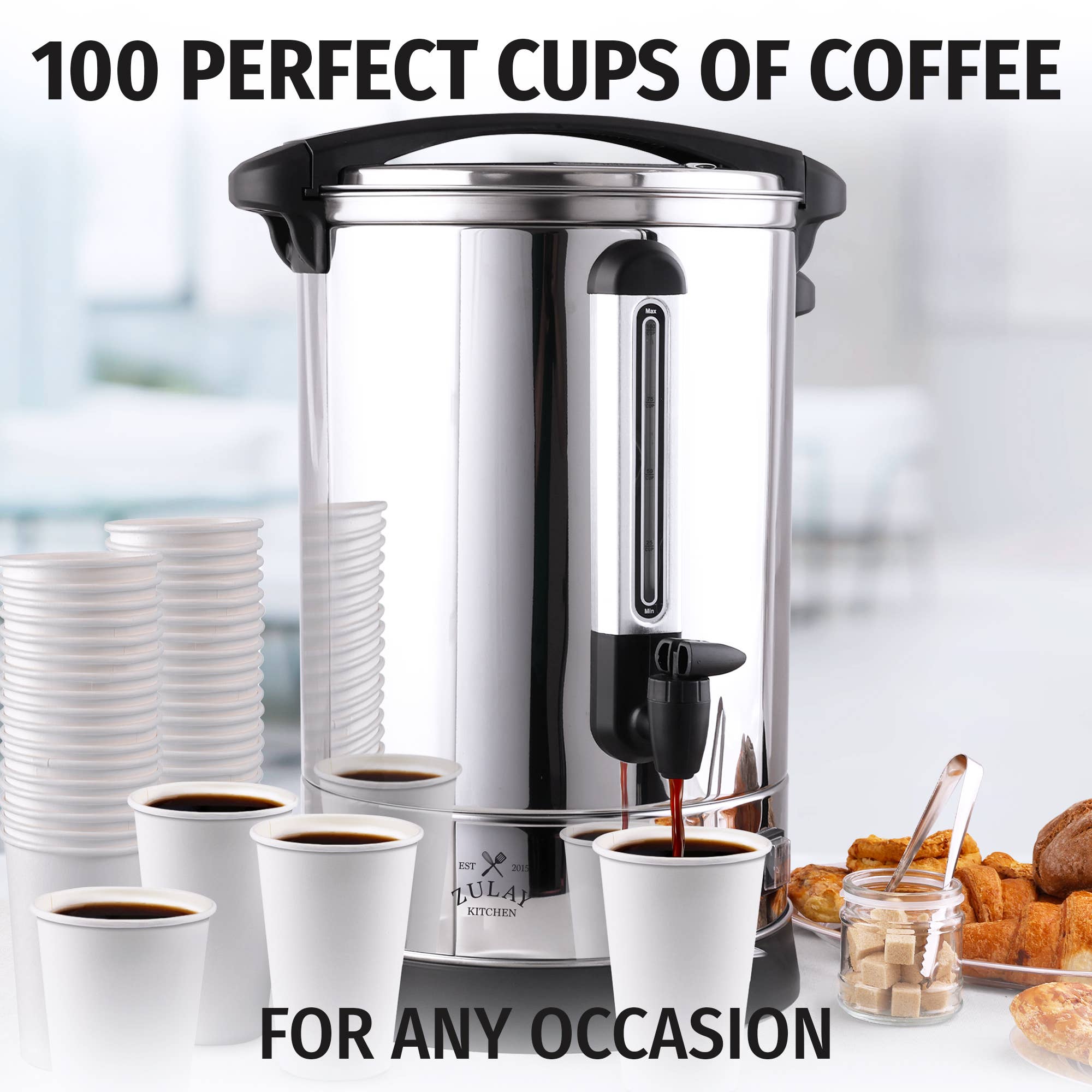 Zulay Kitchen - Wholesale Coffee Machine - 100-Cup Commercial Coffee Urn – Stainless Steel Percolator6