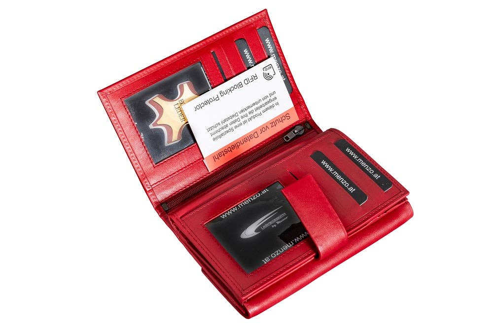 rouge Menzo 7013 portefeuille pour femme rouge / cuir nappa en vente sur Faire3