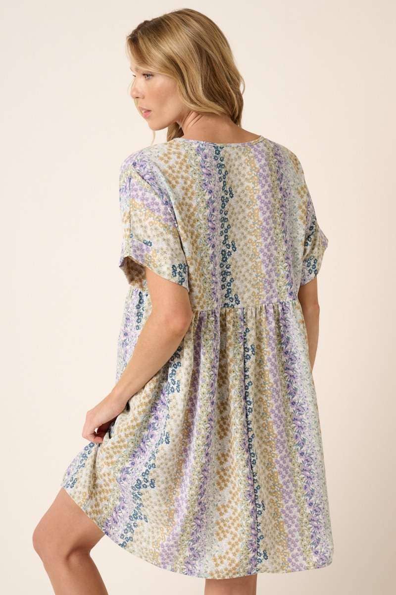 mittoshop - Wholesale Dress - Women's - FLOWER PRINT V NECK BABYDOLL MINI DRESS7