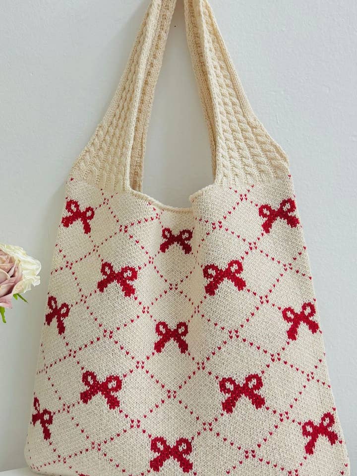 CWAB4567_BOW KNIT LARGE CAPACITY TOTE BAG for wholesale by NINEXIS
