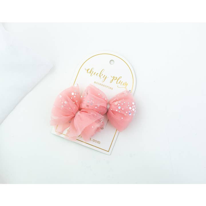 Tulle Hair Bow Set - Pink for wholesale by Cheeky Plum