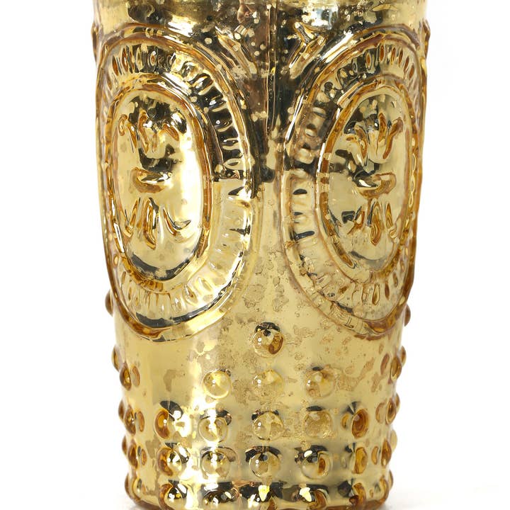 Guld Mercury Glas Fleur De Lis Votive Cup (4,5 „Hx3"W) for engroshandel hos S.N.K. Home Decor