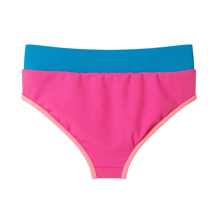 Kids (4-16) Two Piece Swim Suit | Pink Color Block for wholesale on Faire5