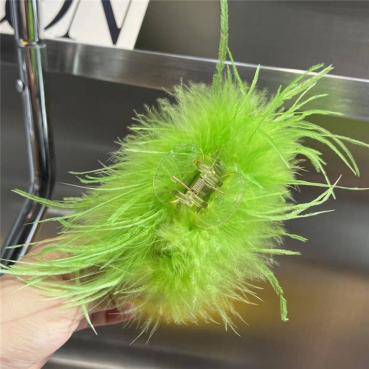 FurDecoration - Wholesale Hair Clip - Women's - Luxurious Genuine Ostrich Feather Large Hair Claw Clip10