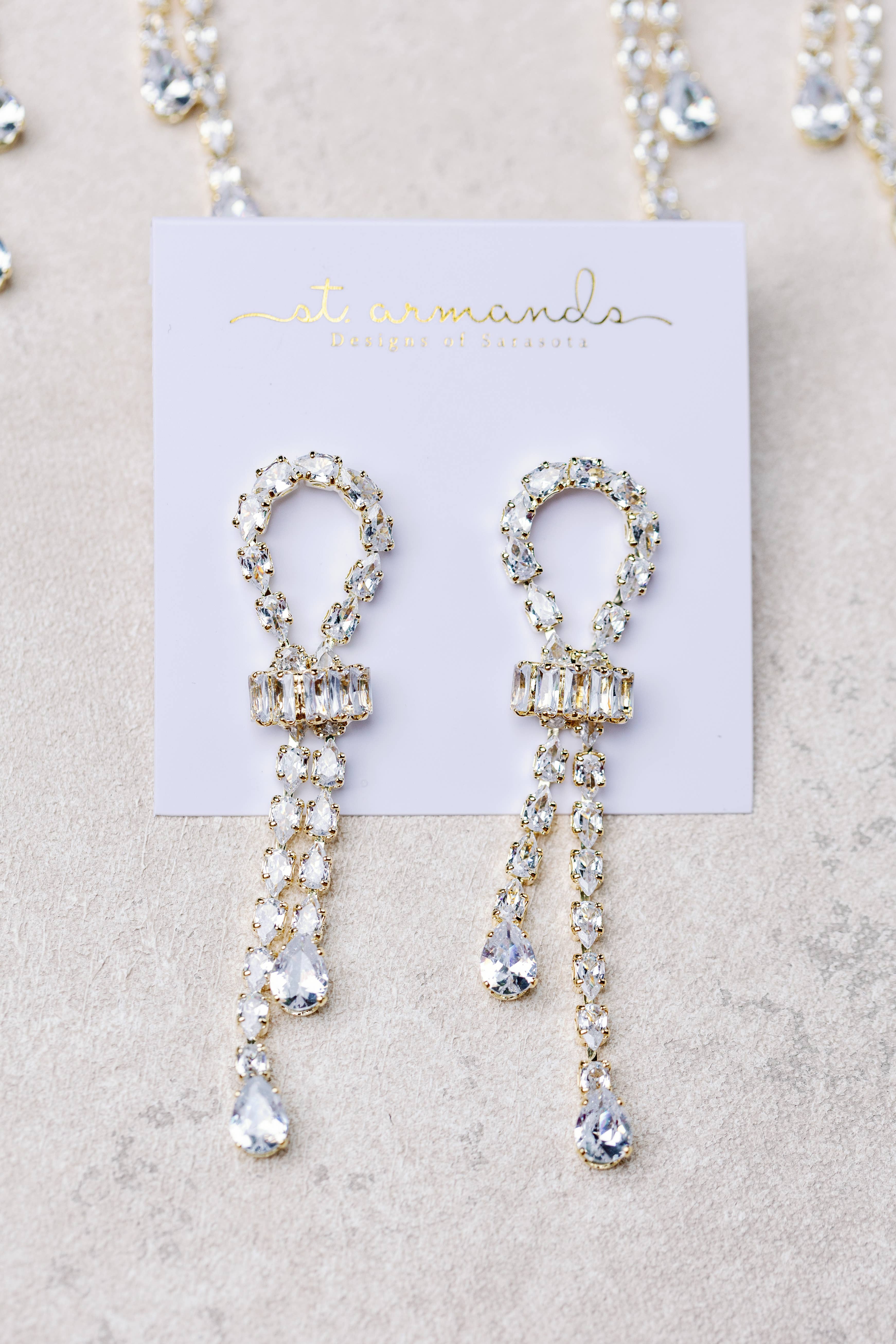 St Armands Designs of Sarasota - Wholesale Dangle Earrings - Thoroughbred Diamond Drop Holiday Statement Earrings 5