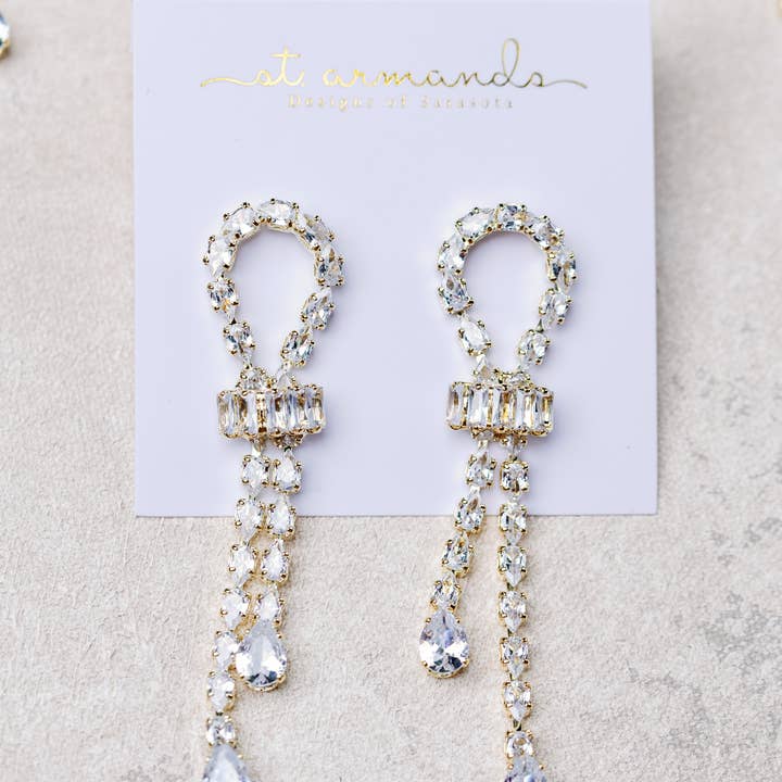 St Armands Designs of Sarasota - Wholesale Dangle Earrings - Thoroughbred Diamond Drop Holiday Statement Earrings 5