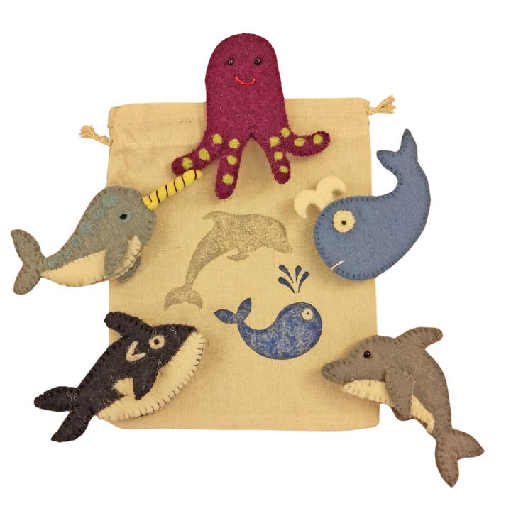 Bag of finger puppets - sea creatures for wholesale by Koseli Handmade