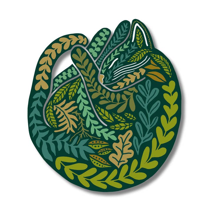 Jessica Holly Creative - Wholesale Sticker - Floral Cat Nap (Curled) Vinyl Sticker, 3in0