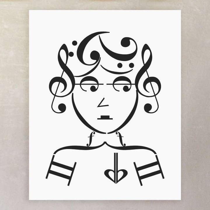 Rocker Series Bassist - Impression de notes de musique pour la vente par Erin Heaton Art