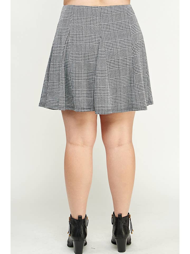 Haute Fox Plus Size & Contemporary - Wholesale Skirt - Women's - Plus Size Plaid Knit Aline Skirt KY18157-SK
