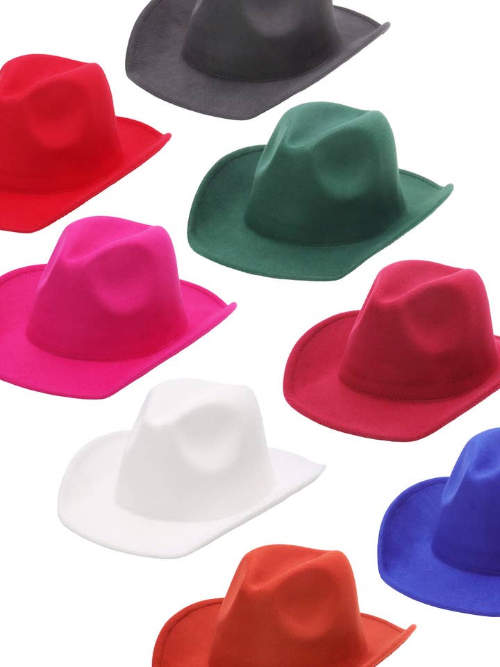 Solid Plain Taco Brim Felt Cowboy Hat for wholesale by Cap Zone