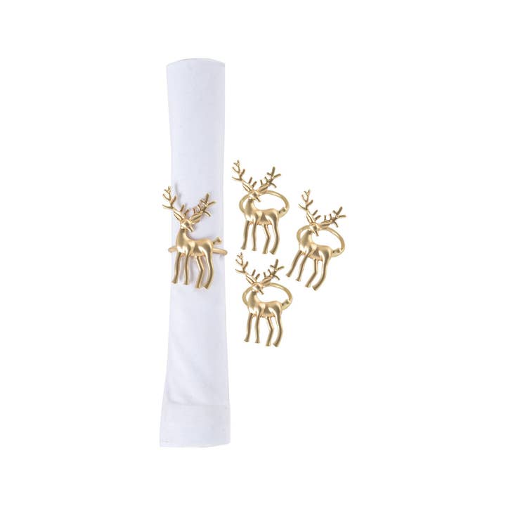 Gold Deer Napkin Ring, Set of 4 for wholesale by C&F Home