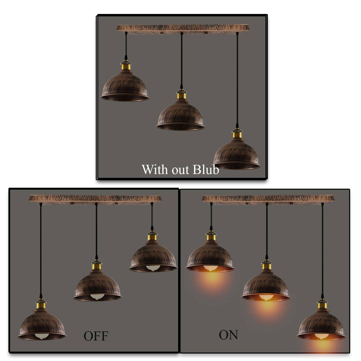 Ledsone – Engroshandel Lysekrone/pendellampe – Vintage Industrial børstet kobber indendørs hængende justerbar11