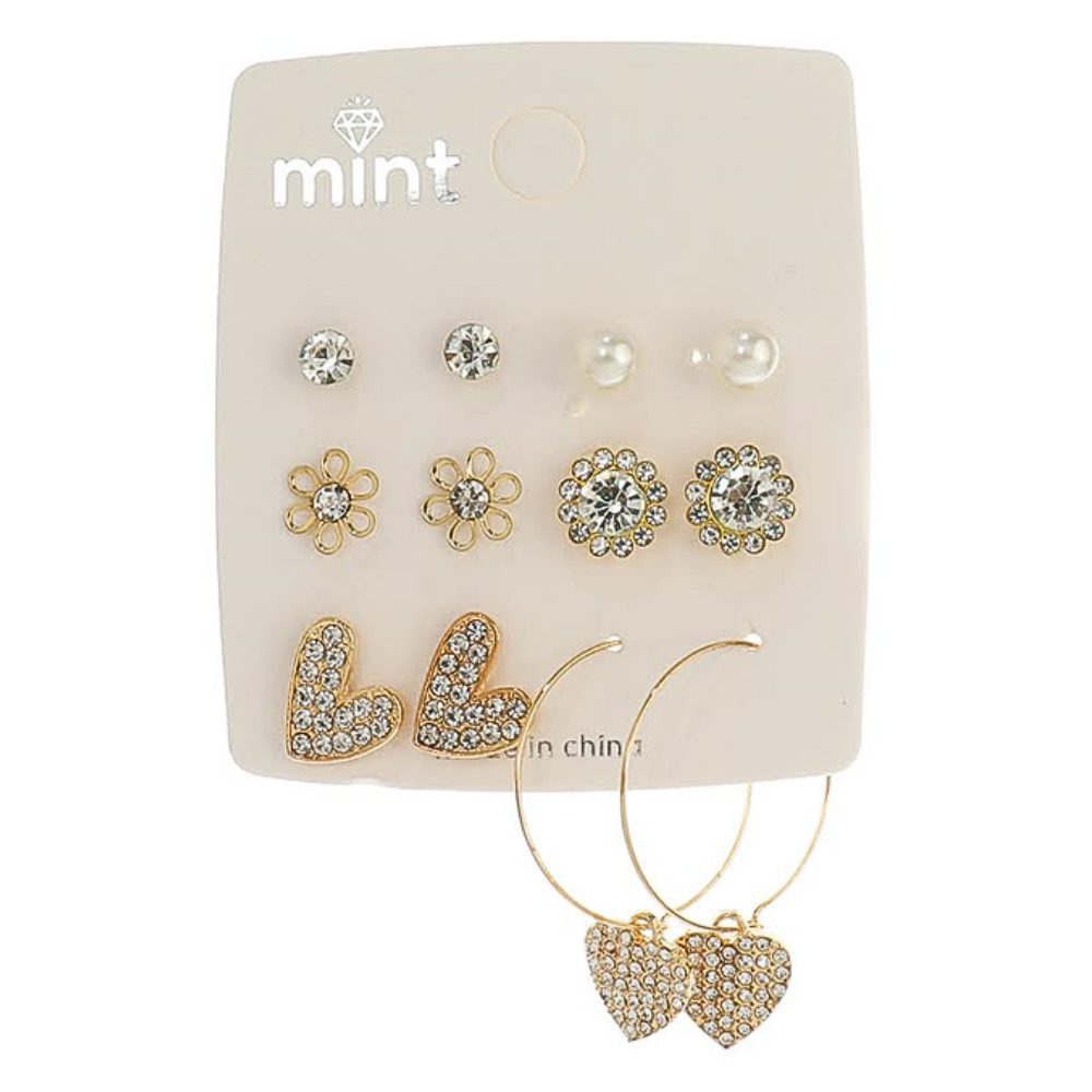 Atlas Fashion - Wholesale Jewelry Set - 6 Pair Heart Earring Set0