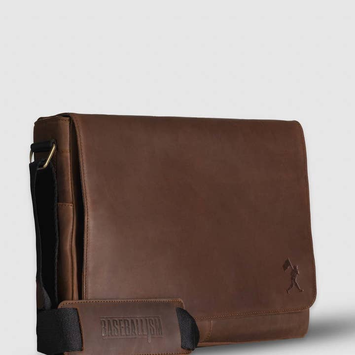Baseballism - Wholesale Messenger Bag - Men's - Mathewson Glove Leather Messenger Bag - Pine Tar Brown