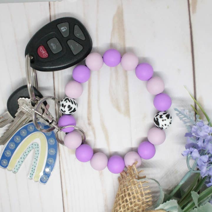 Purple Cow Silicone Beaded Wristlet for wholesale by Kaysticks.co