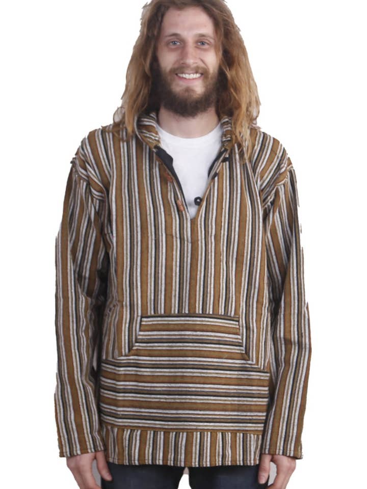 Woven Baja Style Hoodie Pullover Desert Stripe for wholesale by Sunshine Joy