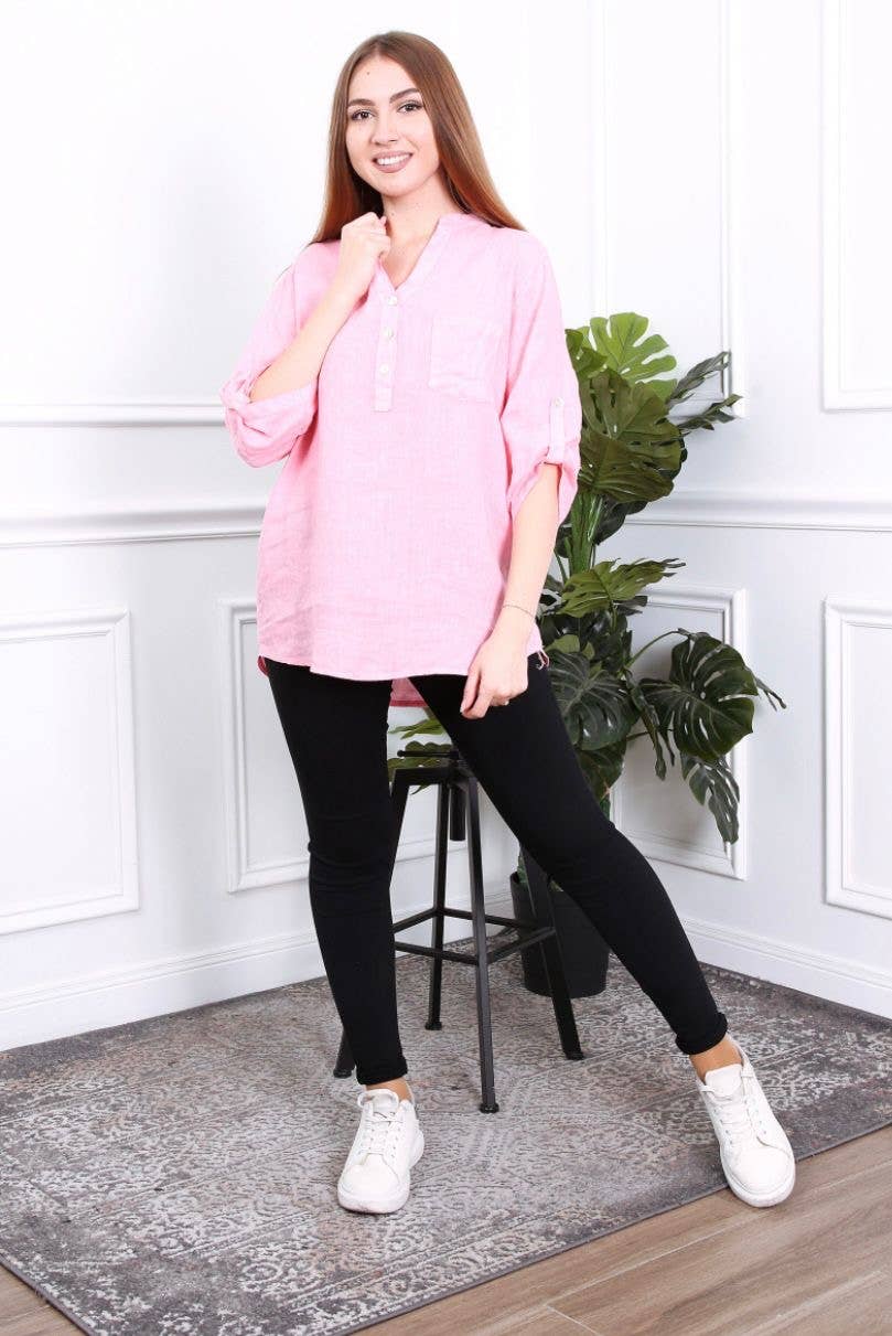 LÉA & LUC - Wholesale Button Down Shirt - Women's - 100% Linen Blouse REF. 63673