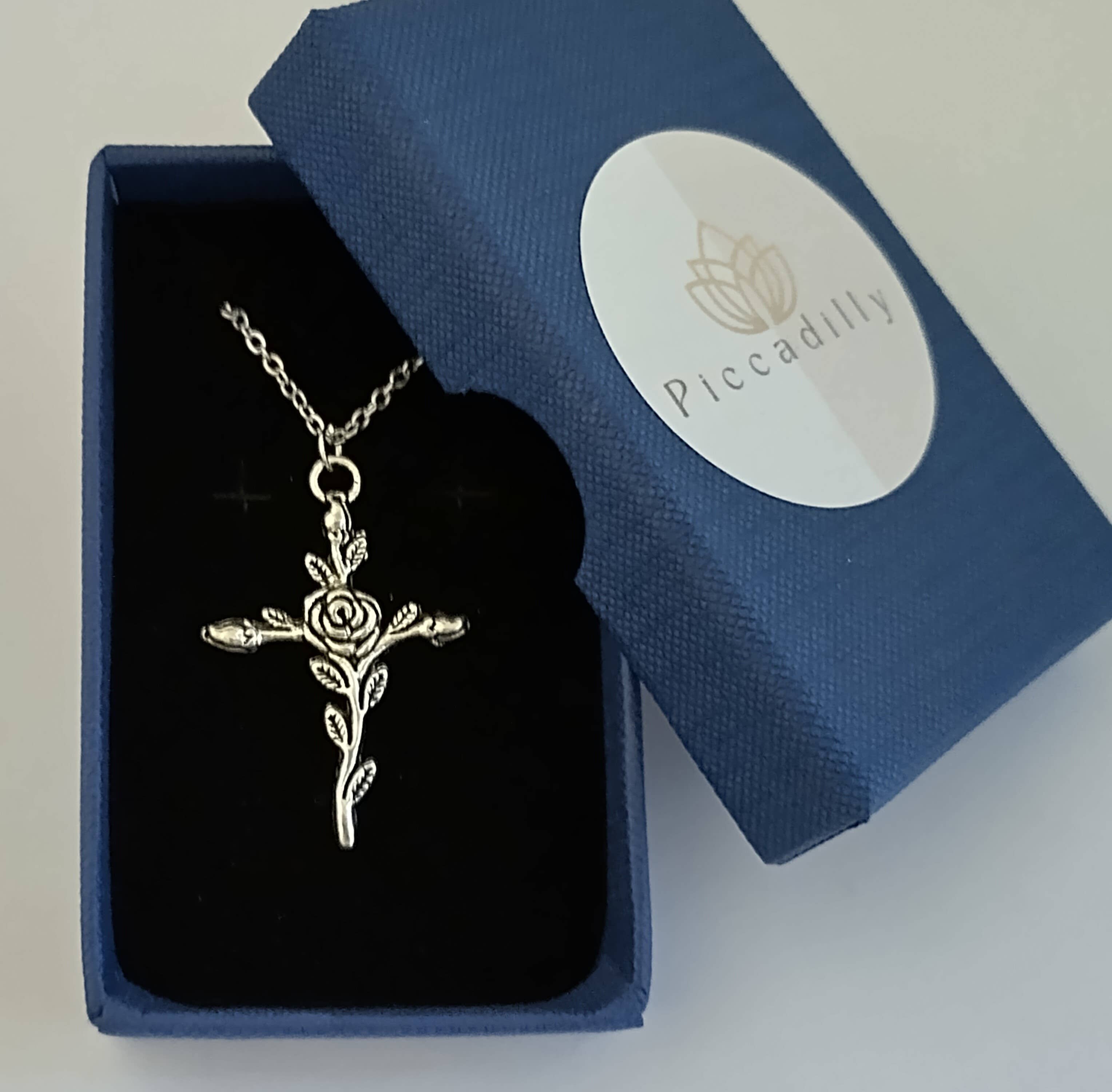 Piccadilly Pendants - Wholesale Halskettinghanger - Floraal Kruis Ketting, Religieuze Sieraden2